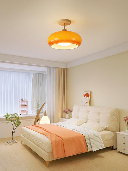Warm Wooden Glass Pendant Light Fixture