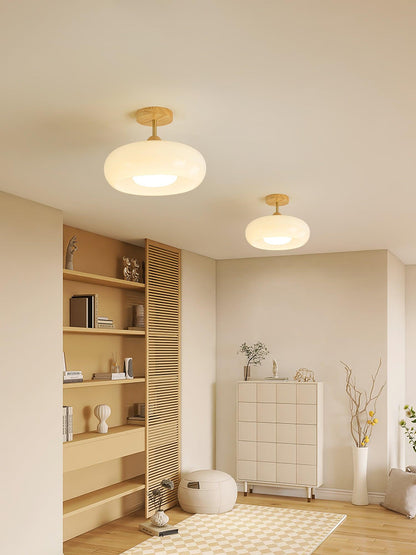 Warm Wooden Glass Pendant Light Fixture