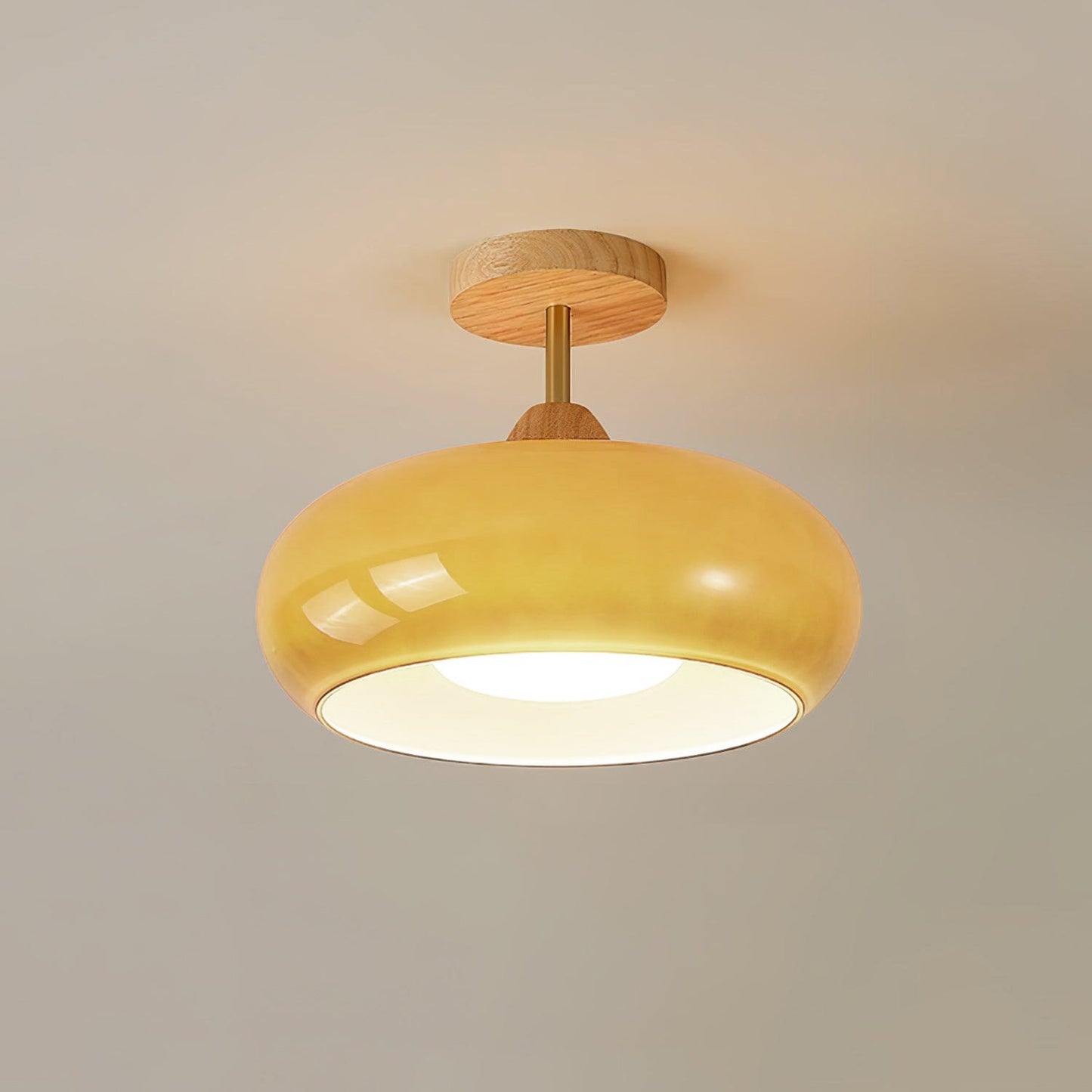 Warm Wooden Glass Pendant Light Fixture