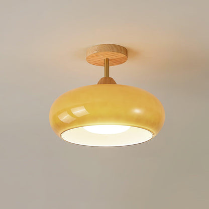 Warm Wooden Glass Pendant Light Fixture
