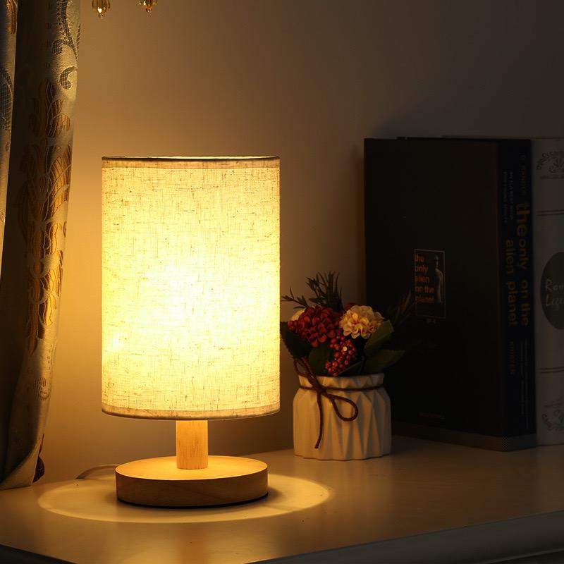 Rustic Wooden Desk Lamp with Adjustable Brightness