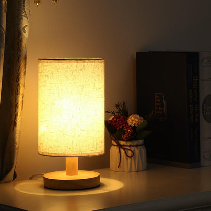 Rustic Wooden Desk Lamp with Adjustable Brightness