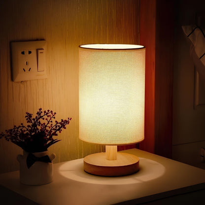 Rustic Wooden Desk Lamp with Adjustable Brightness
