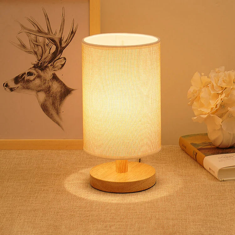 Rustic Wooden Desk Lamp with Adjustable Brightness
