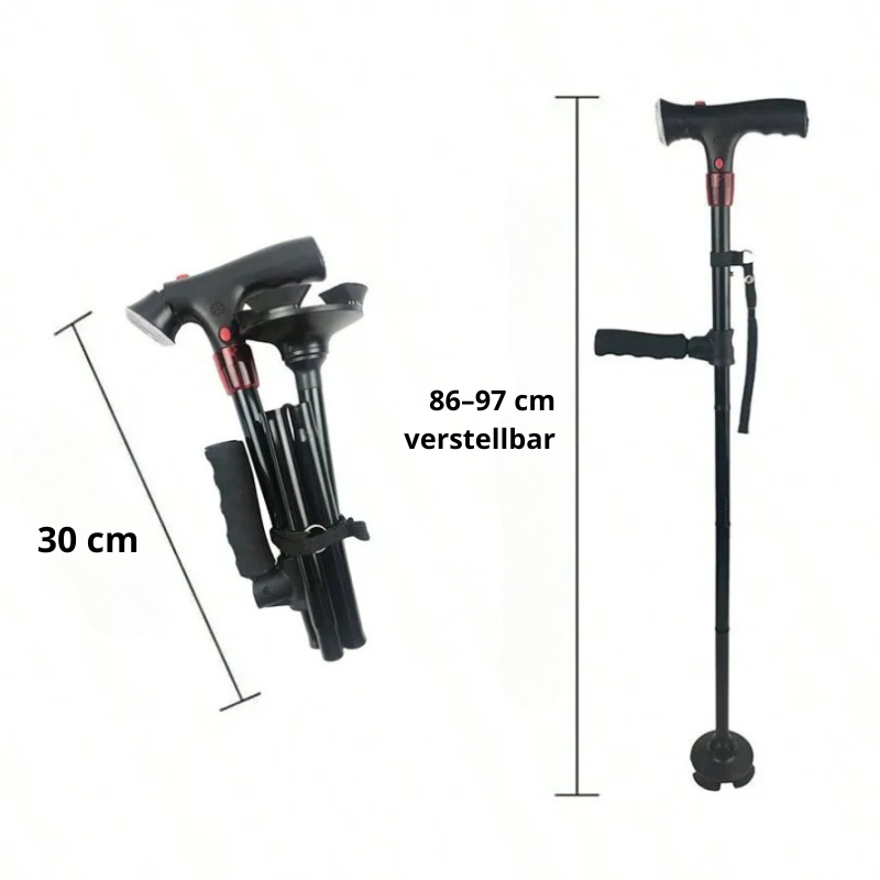 Portable LED Walking Stick with Alarm and Grip