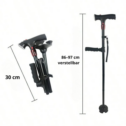 Portable LED Walking Stick with Alarm and Grip