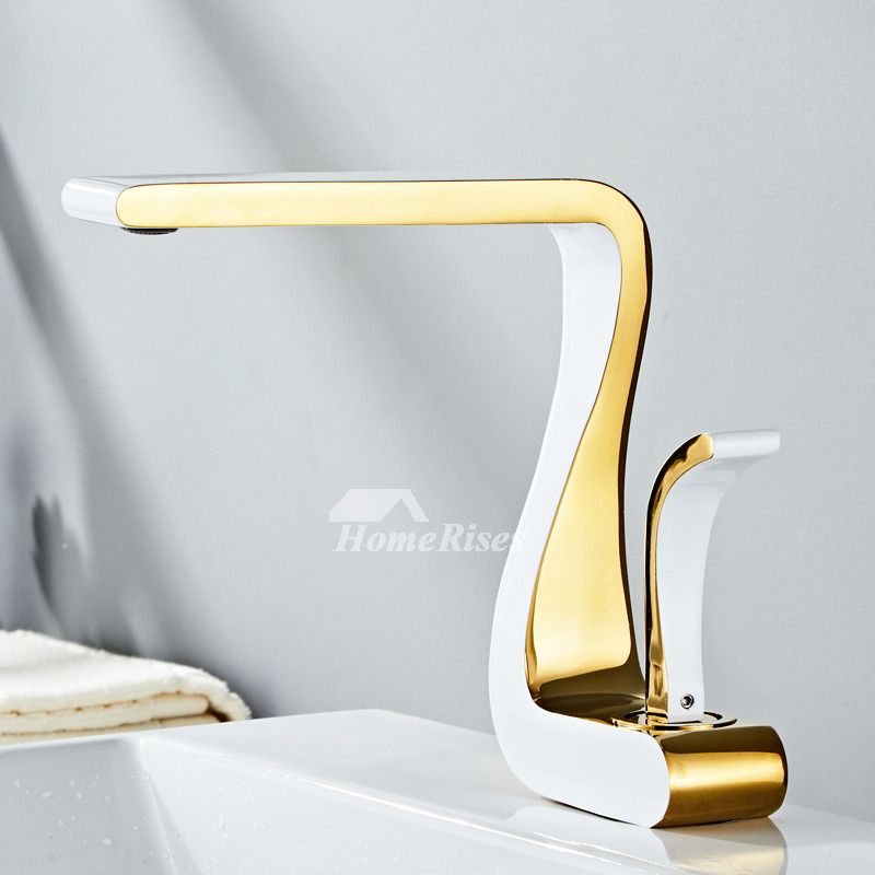 Sleek Gold Bathroom Faucet Single Handle Modern Brass - Cofik