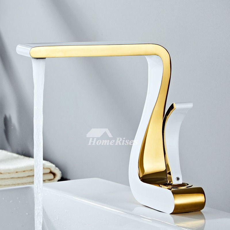 Sleek Gold Bathroom Faucet Single Handle Modern Brass