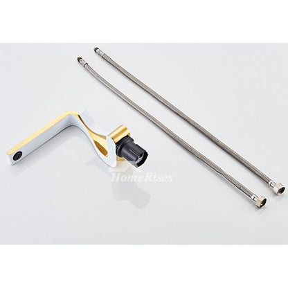 Sleek Gold Bathroom Faucet Single Handle Modern Brass