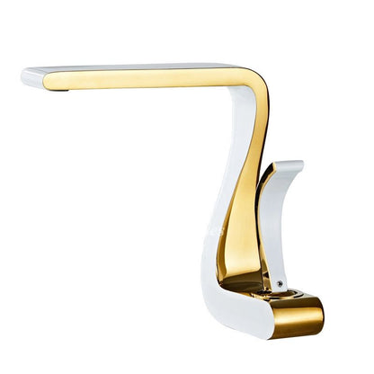 Sleek Gold Bathroom Faucet Single Handle Modern Brass
