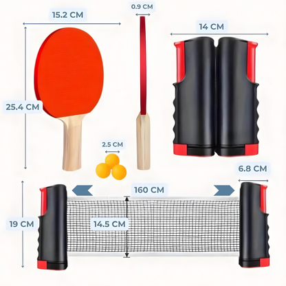 Compact Table Tennis Kit with Folding Net
