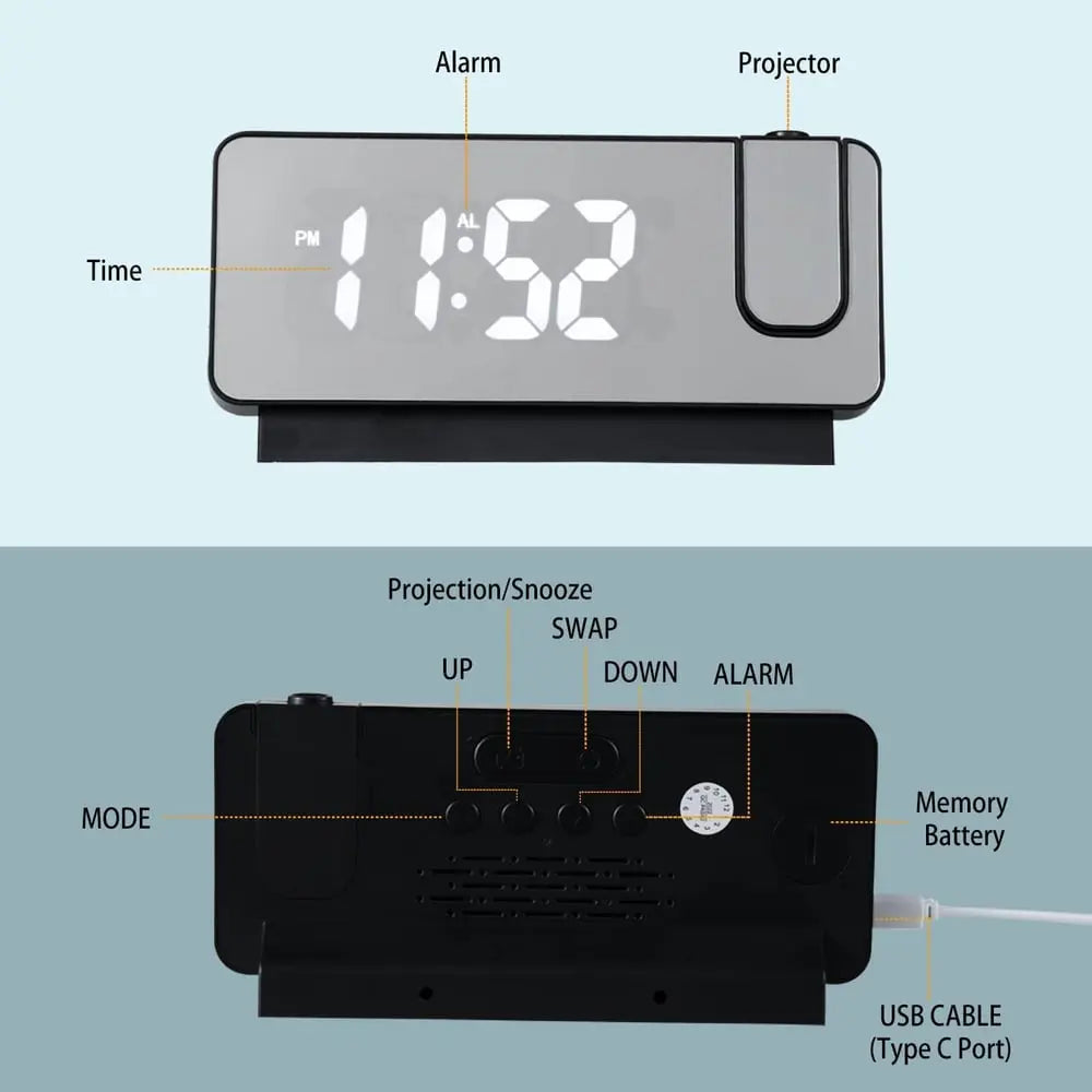 Digital LED Clock with Mirror Face and Big Display