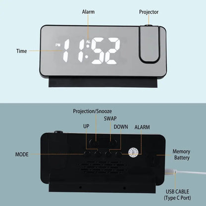 Digital LED Clock with Mirror Face and Big Display
