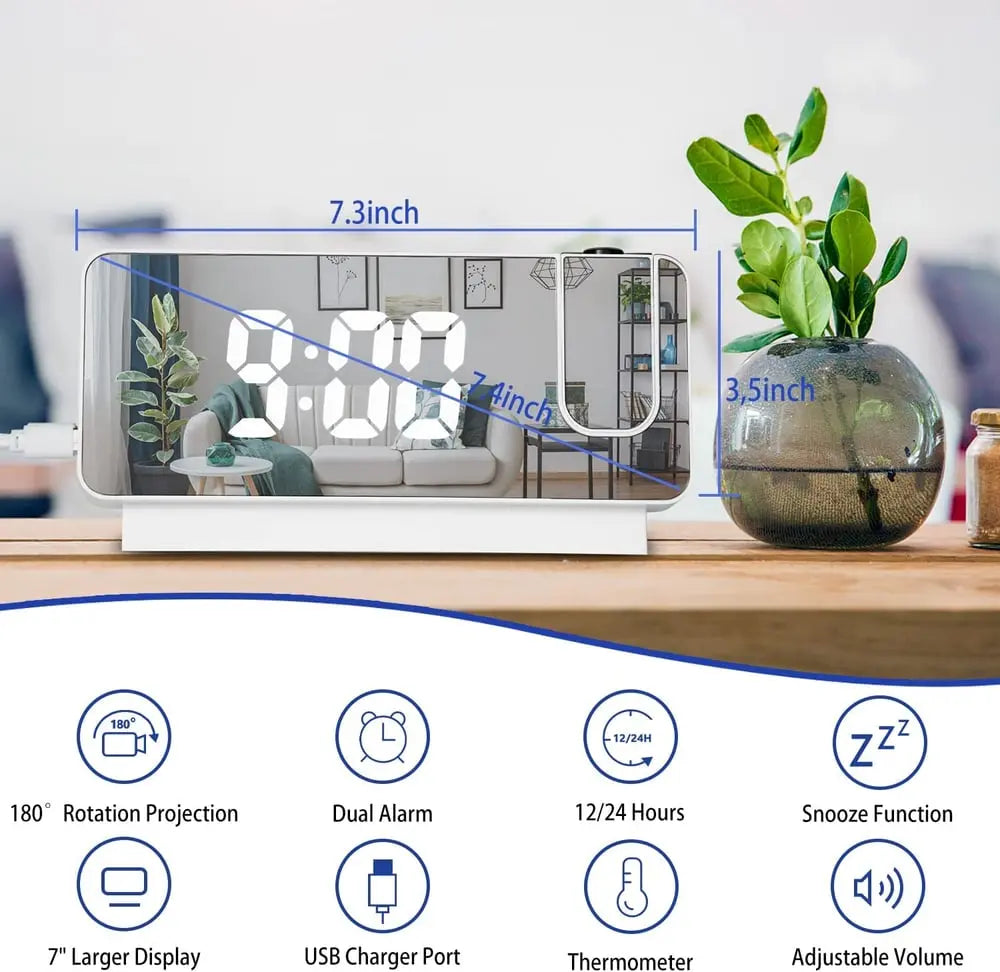 Digital LED Clock with Mirror Face and Big Display