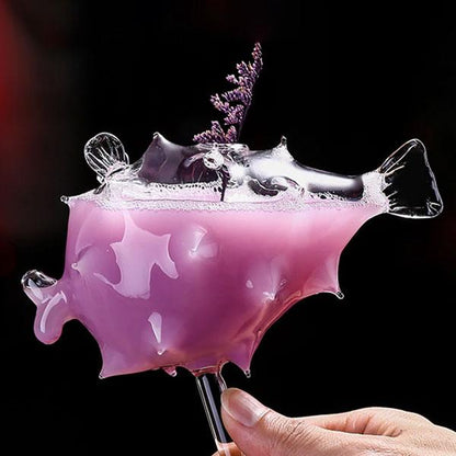 Fun Fish Shaped Bar Glass With Straw