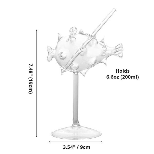 Fun Fish Shaped Bar Glass With Straw