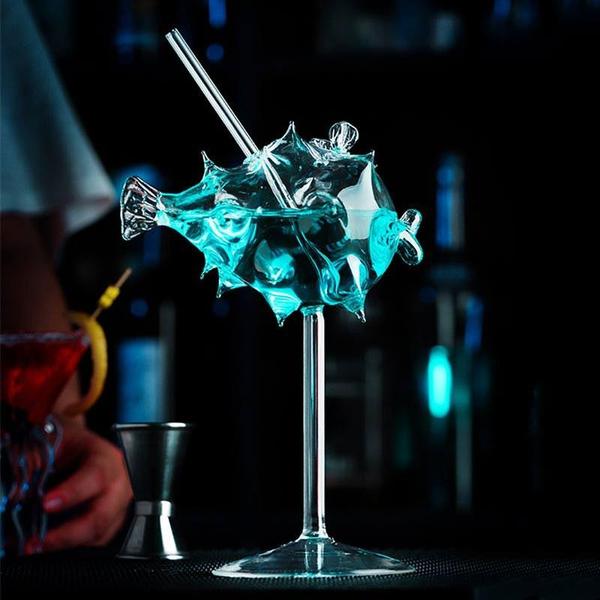 Fun Fish Shaped Bar Glass With Straw