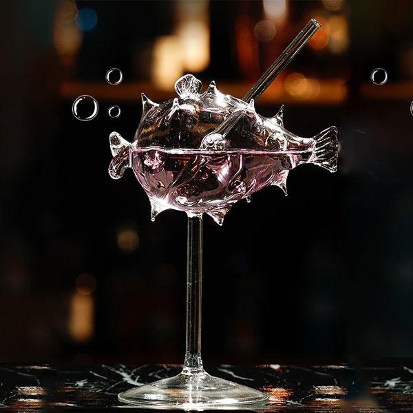 Fun Fish Shaped Bar Glass With Straw