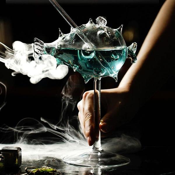 Fun Fish Shaped Bar Glass With Straw