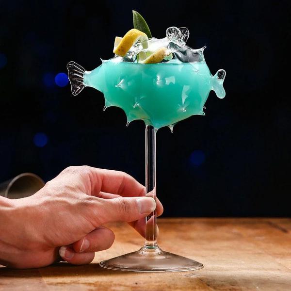 Fun Fish Shaped Bar Glass With Straw - Cofik