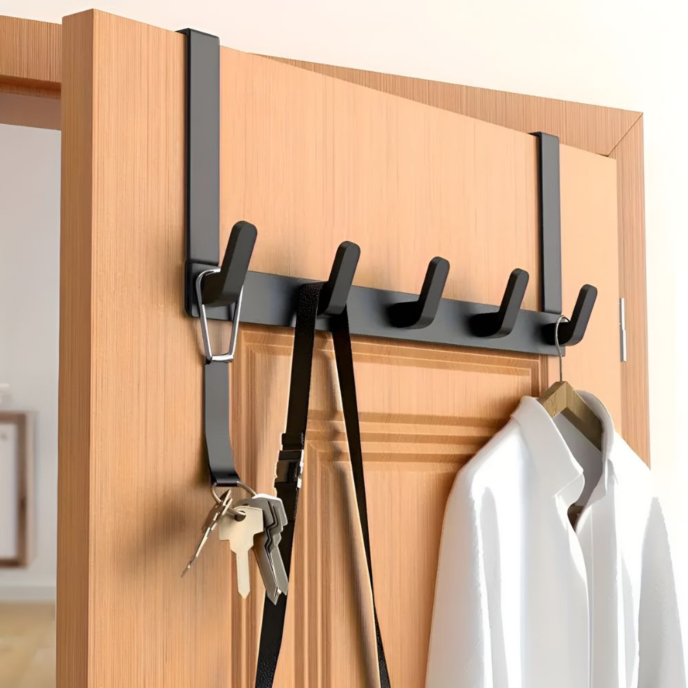 Easy Install 5 Hook Over Door Storage Rack