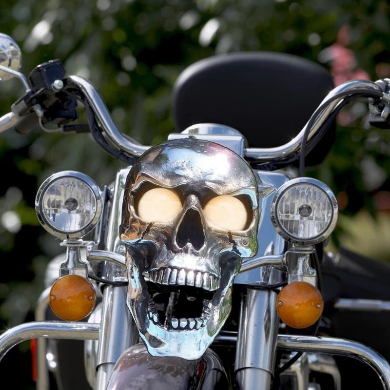 Cool LED Bike Skull Lamp with Bright Eyes and Metal Finish - Cofik