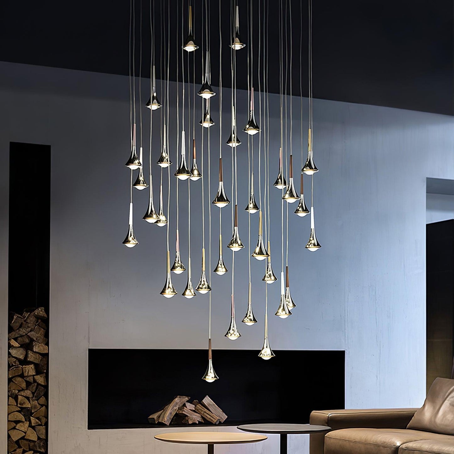Sleek Waterfall Glass Pendant Light