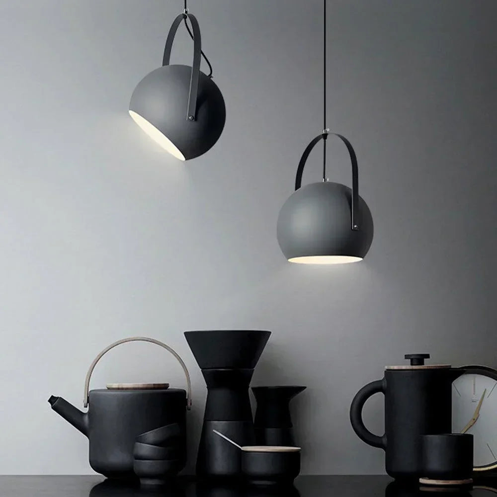 Blue Adjustable Metal Pendant Lighting Fixture