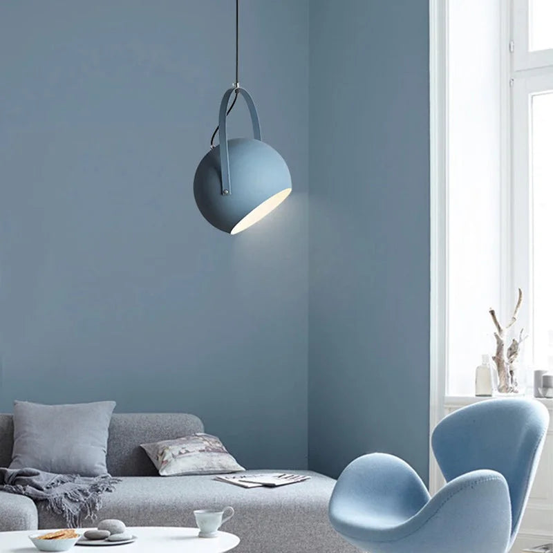 Blue Adjustable Metal Pendant Lighting Fixture
