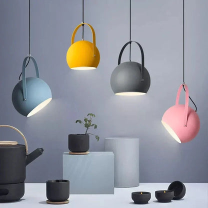 Blue Adjustable Metal Pendant Lighting Fixture