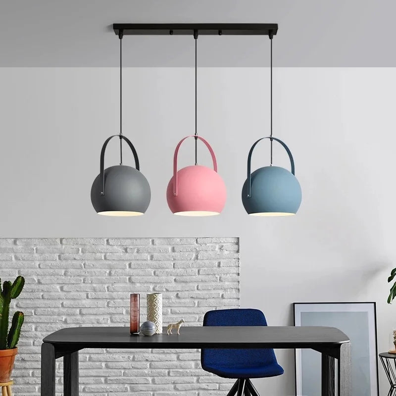 Blue Adjustable Metal Pendant Lighting Fixture