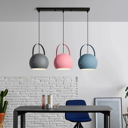Blue Adjustable Metal Pendant Lighting Fixture