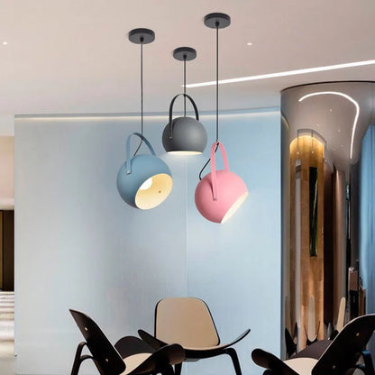 Blue Adjustable Metal Pendant Lighting Fixture