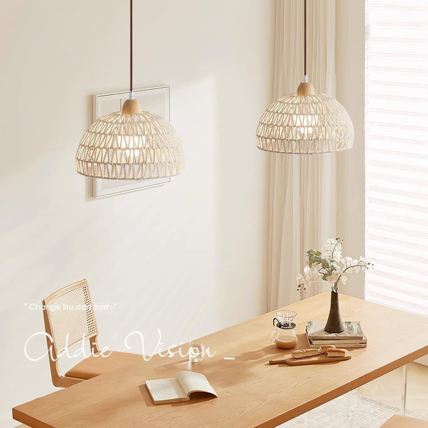 Natural Woven Hanging Pendant Light Fixture