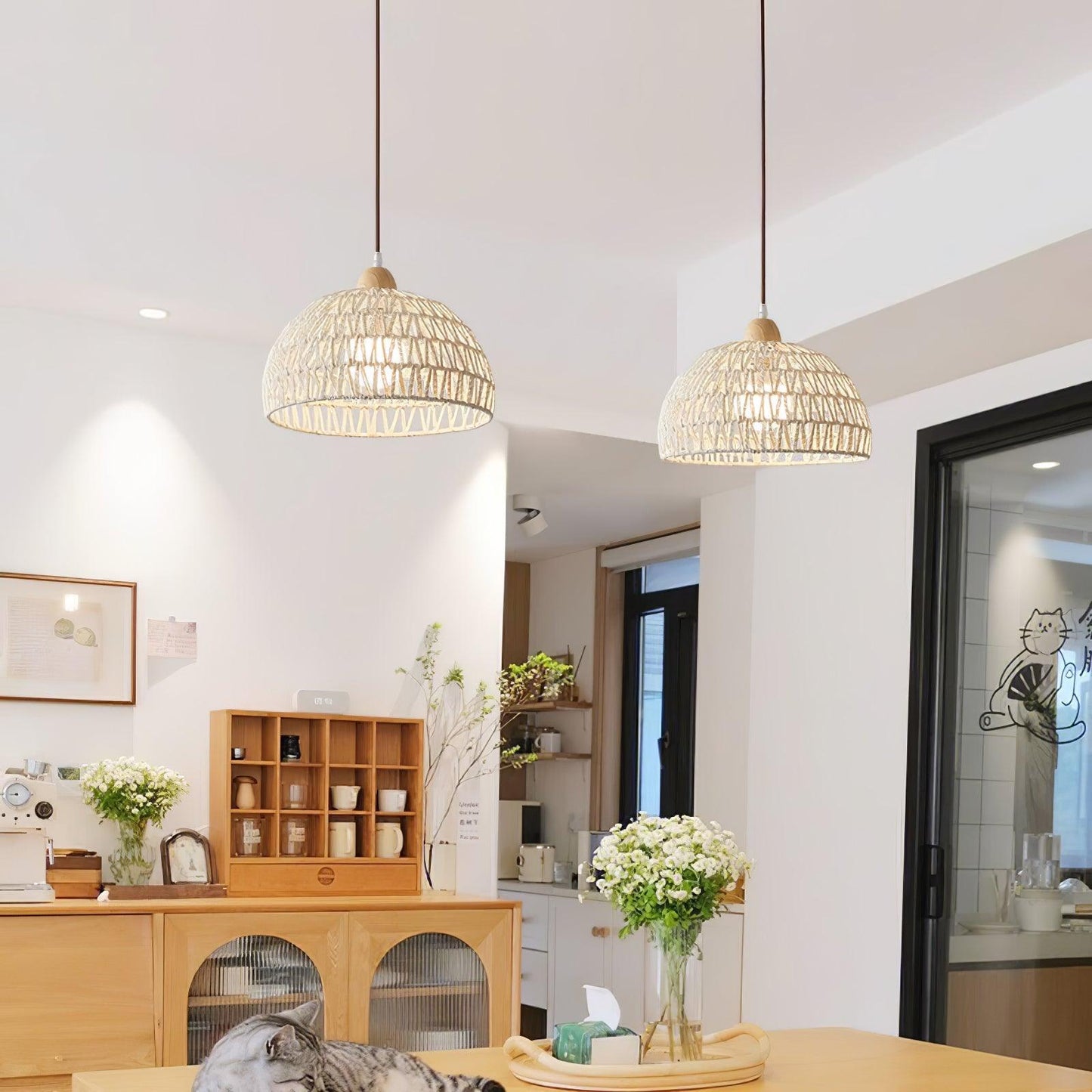 Natural Woven Hanging Pendant Light Fixture
