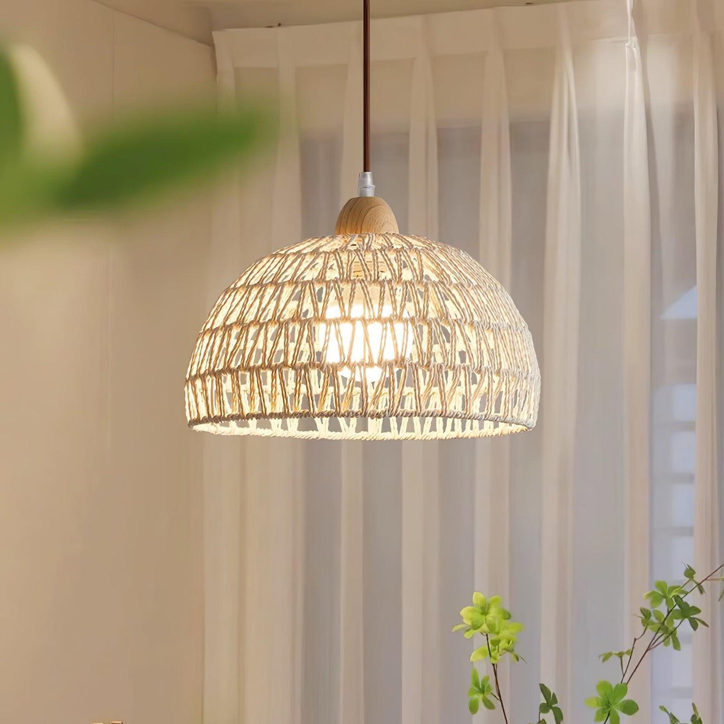 Natural Woven Hanging Pendant Light Fixture