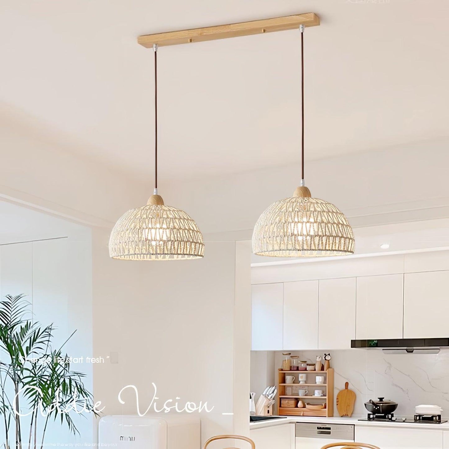 Natural Woven Hanging Pendant Light Fixture