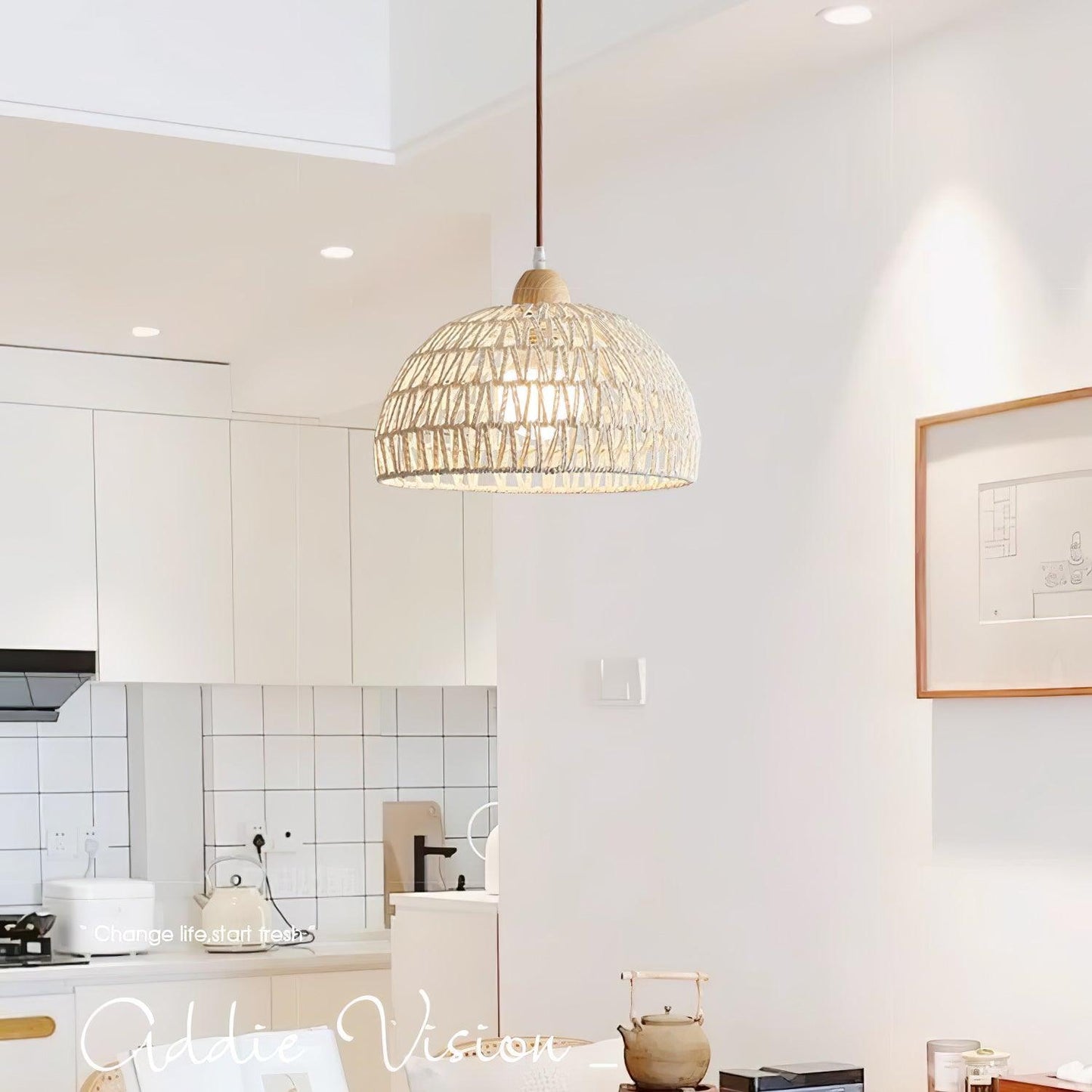 Natural Woven Hanging Pendant Light Fixture