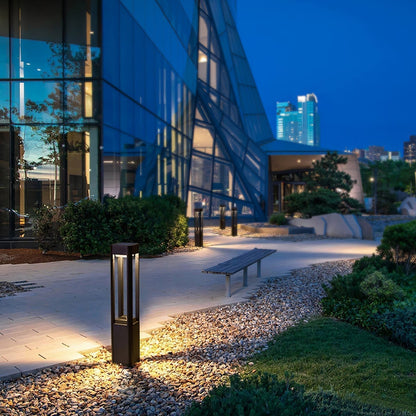 Outdoor Tall Column Rectangular Garden Lamp