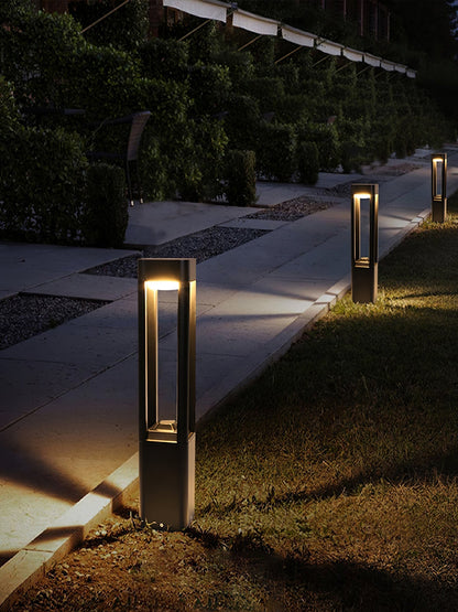 Outdoor Tall Column Rectangular Garden Lamp