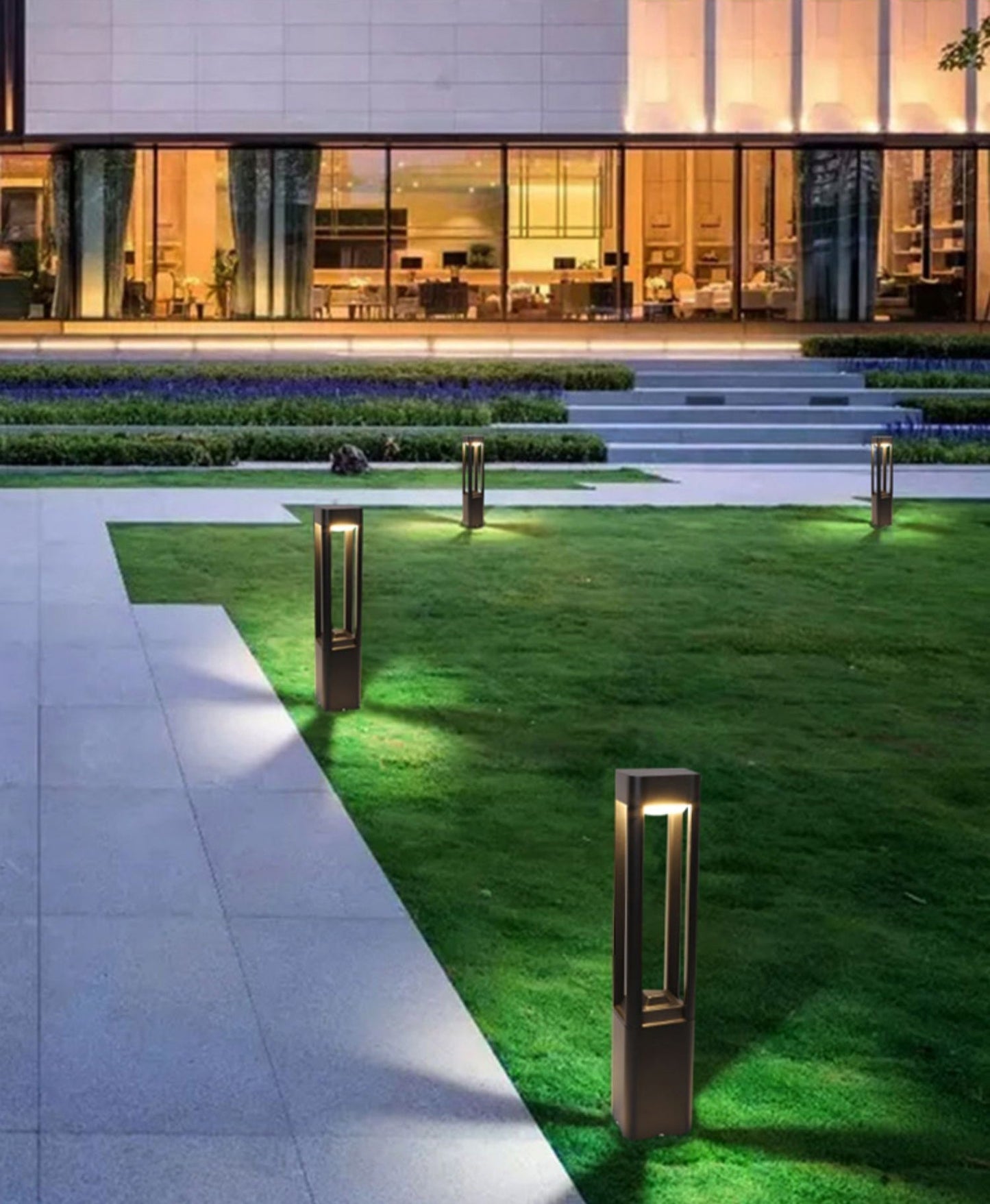 Outdoor Tall Column Rectangular Garden Lamp