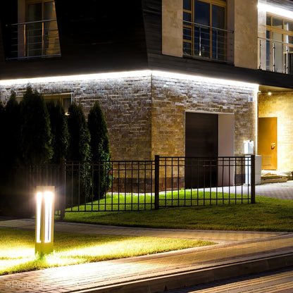 Outdoor Tall Column Rectangular Garden Lamp