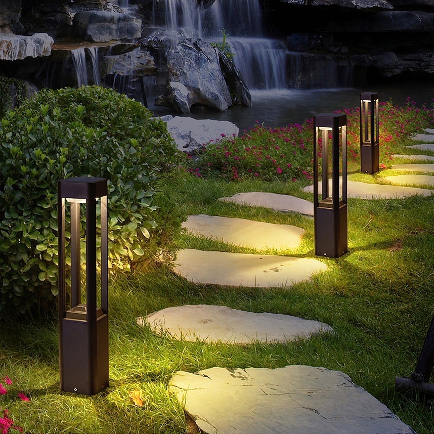 Outdoor Tall Column Rectangular Garden Lamp
