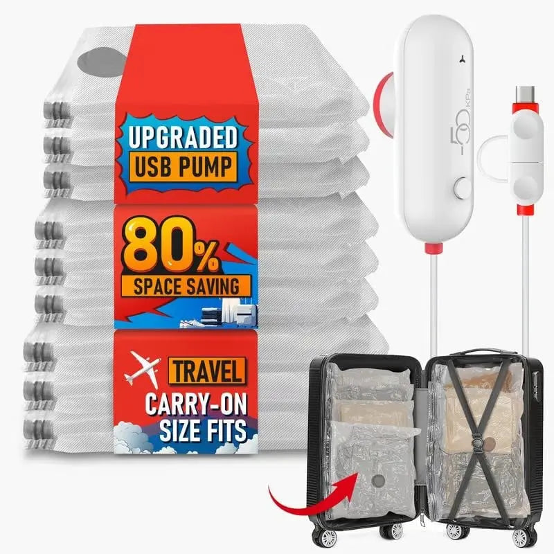 Portable Space Saver Bags with USB Air Pump (9 Pack)