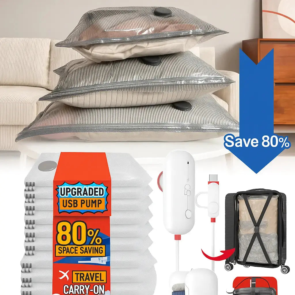 Portable Space Saver Bags with USB Air Pump (9 Pack) - Cofik