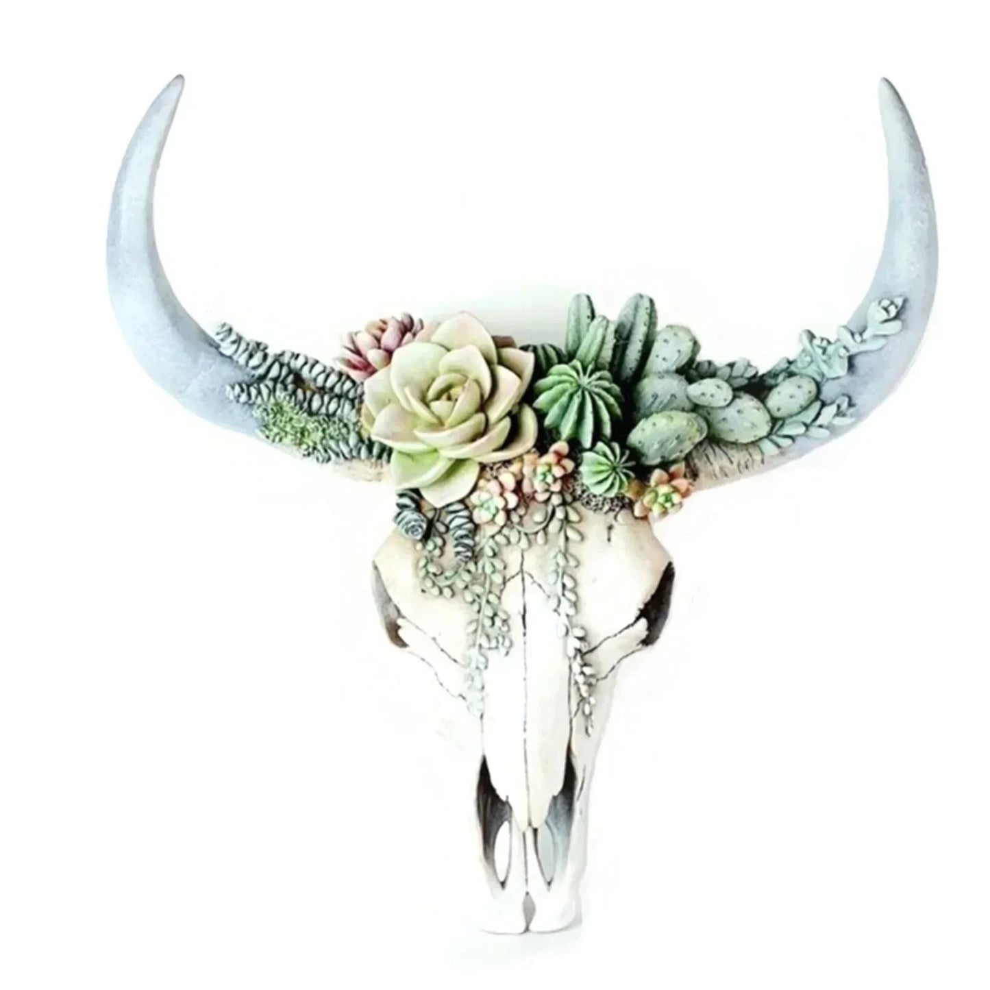 Western Cow Skull Floral Wall Art Resin Decor