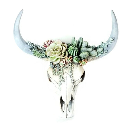 Western Cow Skull Floral Wall Art Resin Decor