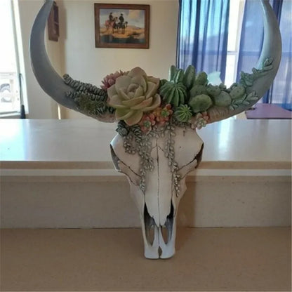 Western Cow Skull Floral Wall Art Resin Decor