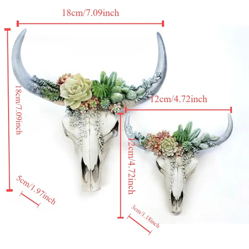 Western Cow Skull Floral Wall Art Resin Decor