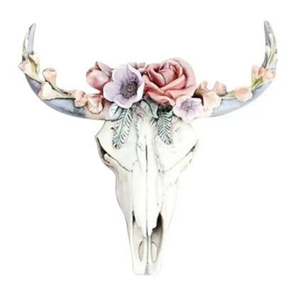 Western Cow Skull Floral Wall Art Resin Decor